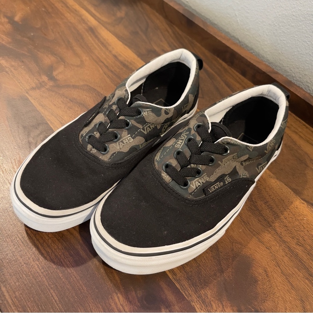 Vans Shoes Kids Black & Camo Size 3 - Picture 5 of 9